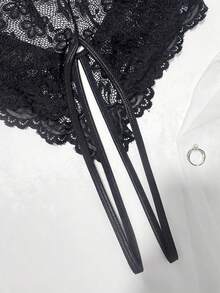 DrisQ 蕾丝拼布心形扣男士性感内裤 - 黑色 - 查看 4