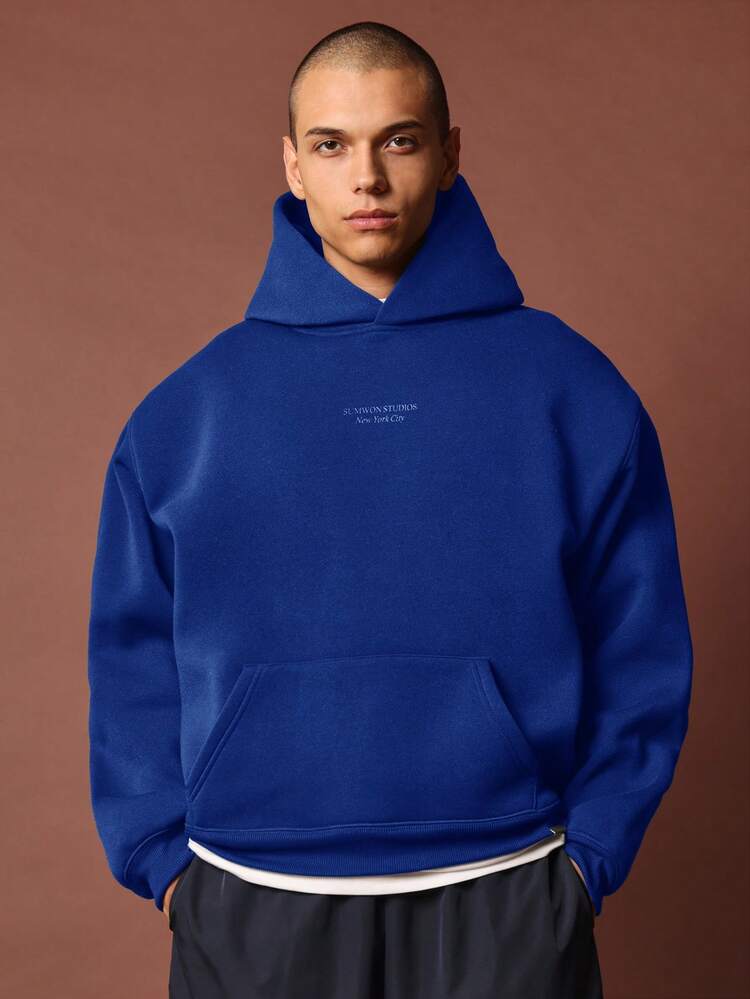 Embossed Logo Pullover Hoodie With Drawstring