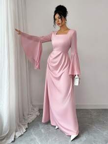 Rafferiza Váy dài Maxi Hồi giáo cổ vuông tay loe thanh lịch dành cho nữ, váy bó cạp cao, váy dạ hội sang trọng cổ điển, váy chụp ảnh bãi biển xuân/hè tôn dáng, trang phục dự tiệc cưới/tiệc vườn mùa Phục sinh/xuân, trang phục mùa thu nữ, trang phục mùa thu, thời trang mùa thu nữ, năm mới, trang phục lễ Tạ ơn nữ, tiệc tùng, đám cưới, sang trọng, dạ hội, tốt nghiệp nữ, thanh lịch, thời trang, sang trọng trang phục Hồi giáo thành thị - Hồng - Xem 6