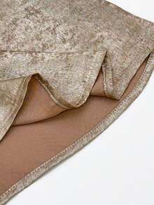 Lumivelle 女士时尚休闲立领不对称金属扣装饰吊带上衣 - 金色 - 查看 13