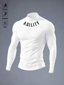 Gym Rark Áo thun thể thao dài tay cổ cao in họa tiết tối giản dành cho nam, áo bó sát. - màu đen - Xem 7