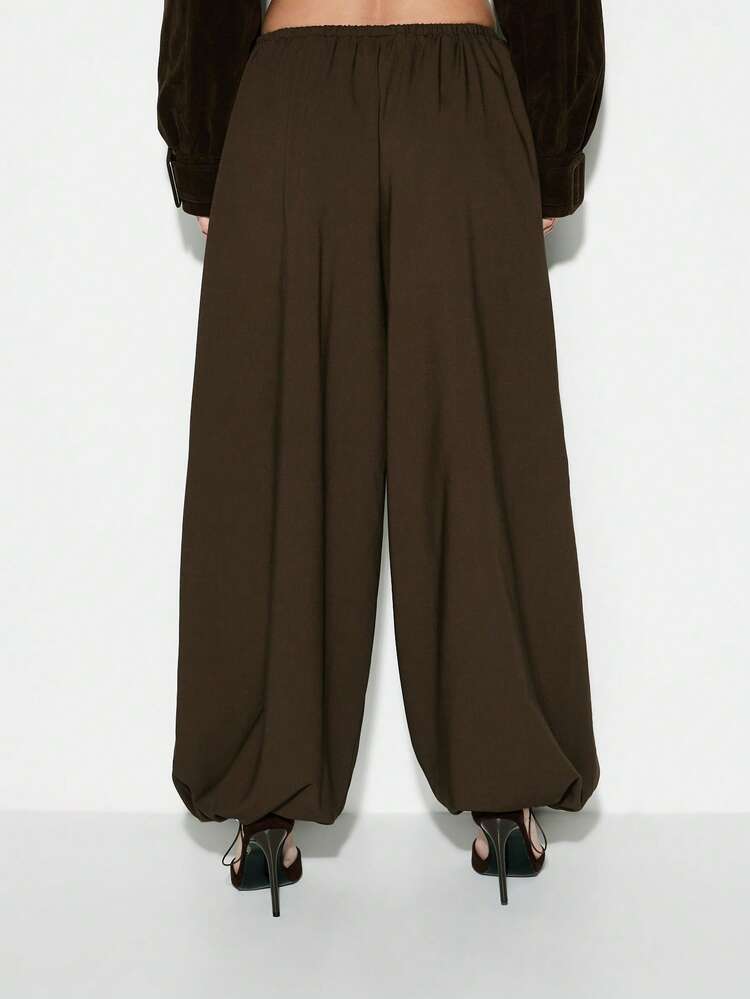 KIZN Pantaloni casual a vita alta a gamba ampia, con vita elastica e coulisse, dalla silhouette fluida e rilassata per comfort e stile quotidiani