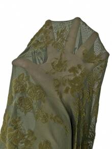 SHEIN ICON 性感纯色弹力腰植绒喇叭裤 - 墨綠色 - 查看 7