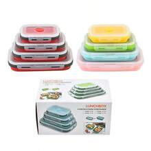 صندوق غداء قابل للطي قطعة واحدة، صندوق غداء من السيليكون، صندوق تخزين سلطة الفواكه، صندوق تخزين طعام محمول للسفر، حاوية تخزين طعام للنزهات والتخييم، مع غطاء محكم الإغلاق وصمام تهوية، مانع للتسرب وسهل التنظيف - متعدد الألوان - مشاهدة 13