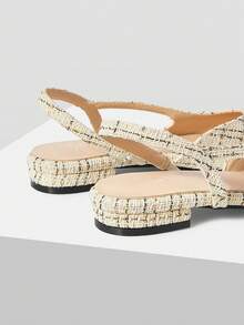 MOTF PREMIUM 女士舒适拼接露跟平底鞋 - 米色 - 查看 8