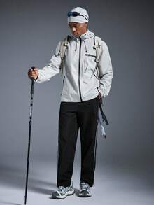 Driftmere Giacca antivento con cappuccio e coulisse in softshell da uomo, resistente all'acqua, casual sportiva con tasche con cerniera frontale, adatta per uso quotidiano, versatile e popolare, per l'autunno - Grigio Chiaro - Visualizzare 11