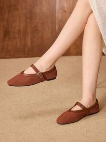 MOTF BUCKLE BRAID SQUARE TOE FLATS - Coffee Brown - View 6
