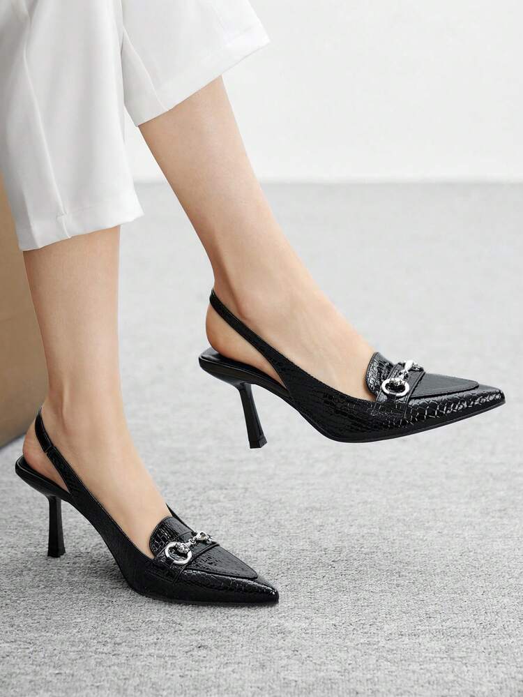 CUCCOO BIZCHIC Women's Elegant Pointed Toe Metal Decor Pumps, Suitable For Commuting For Christmas