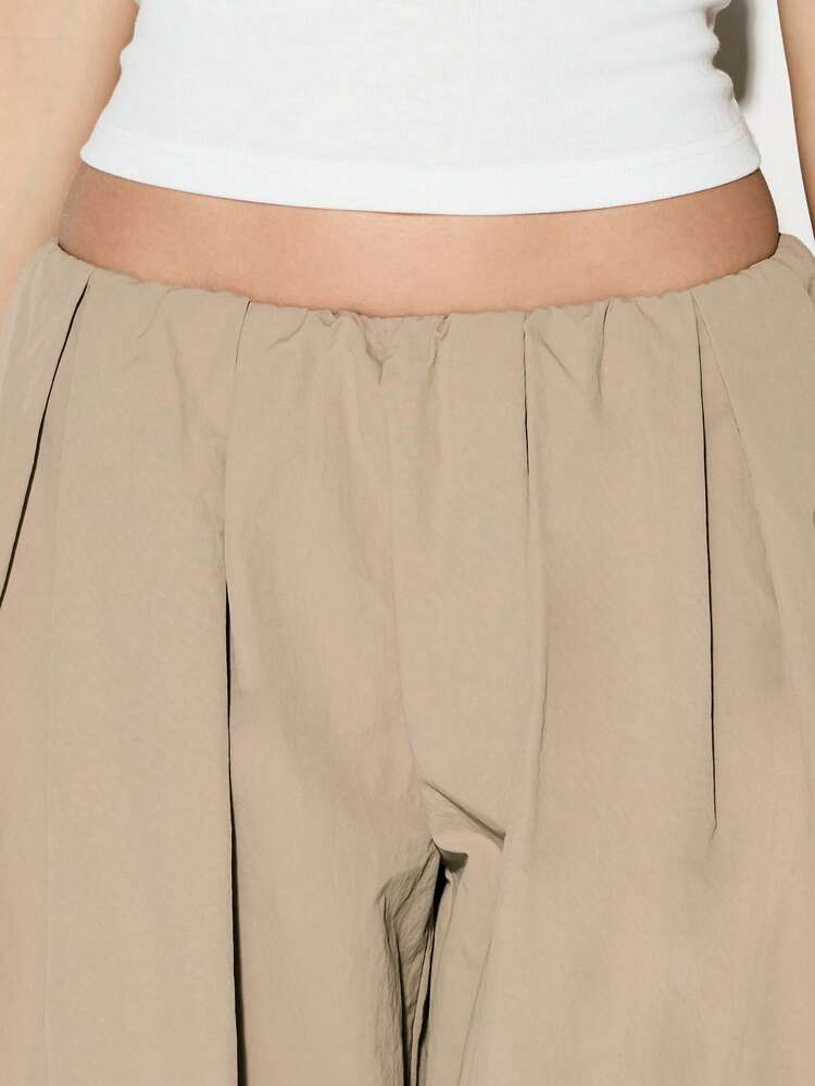 KIZN High Rise Wide Leg Palazzo Pants With Elastic Waistband And Relaxed Fit For Casual Everyday Comfort