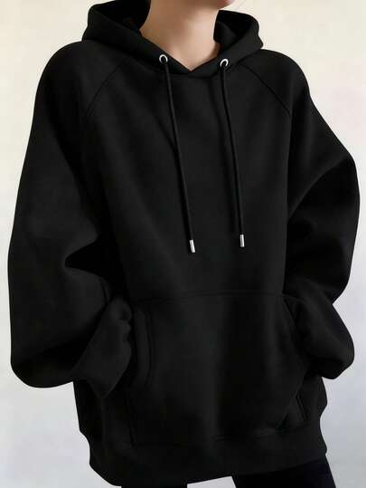 INAWLY Plus Size Casual Loose Hooded Pocket Long Sleeve Sweatshirt