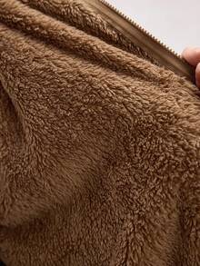 Open Phase Men's Casual Fleece Lined Solid Color Windproof Warm Jacket, Suitable For Sports, Outdoor, Street Wear - Khaki - View 4