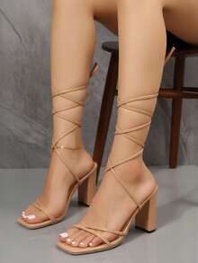 Women Heeled Sandals - Apricot - View 1