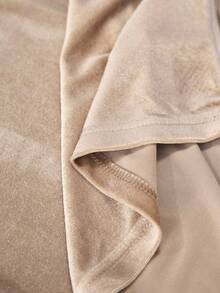 LanaWest Western Style Velvet Sequin Slit Long Sleeve Sweatshirt, Versatile For Winter New Year Party, Multi-Occasion Wear - Khaki - View 10