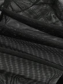 Women's Solid Color Mesh Ruffled Sheer Sexy Jumpsuit - Black - View 6