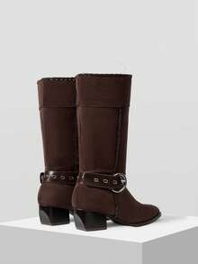 MOTF WOMEN POINTED TOE HIGH HEELED ANKLE BOOTS & BOOTIES FOR CHRISTMAS - Brown - View 8