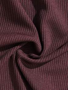 SHEIN Girls Casual Long Sleeve T-Shirt And Pleated Skirt Set, Black Ribbed Top And Brown Plaid Skirt, Suitable For Walking, Shopping, Travel And Outdoor Activities, Can Be Paired With Vest, Jacket, Coat - Chocolate Brown - View 5