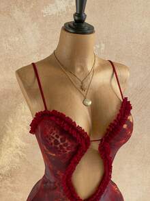 Soleia 女士时尚性感豹纹镂空吊带背心连体衣 - 彩色 - 查看 4