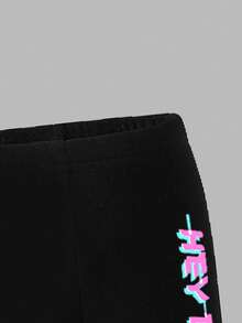 Playful Pals 2件套女婴休闲时尚卡通印花宽松圆领短袖T恤和打底裤套装，适合春、秋、冬季穿着。 - 彩色 - 查看 5