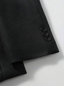 Manfinity Mode 男士黑色休闲商务西装套装，采用纹理面料制成，适合日常通勤穿着，也是送给男朋友和丈夫的理想礼物男士黑色两件套西装，老款 - 黑色 - 查看 4