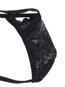 1pc Sexy Lace Trim Breathable Briefs For Men - Black - View 3