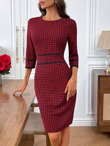 EMERY ROSE Women's Elegant Patchwork Mid-Length Party Dress - Multicolor - View 4