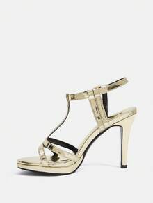 CUCCOO SZL Women's Fashionable Elegant Party Gold Heeled Sandals - Gold - View 4