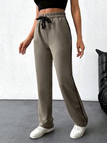 RueChic Women's Beige Drawstring Detailed Sweatpants - Beige - View 6