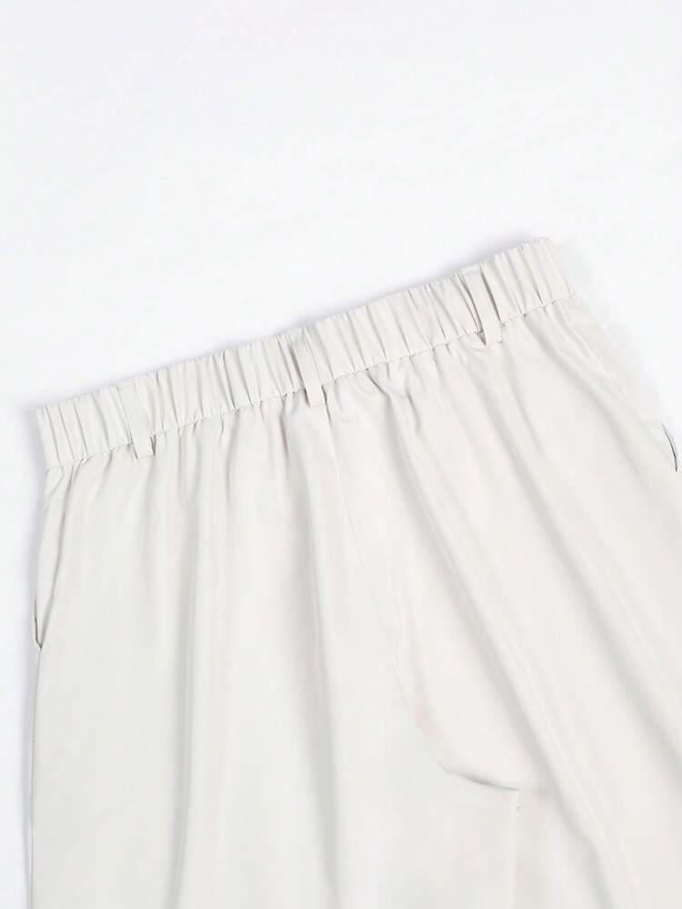 Calvornis Men's Solid Color Pocket Slim Fit Business Casual Pants White Dress Pants For Men Men Dress Pants Men Trouser Cream Pants Formal Pants Men's Dress Pants Men's Trousers - Beige - View 7