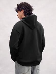 Open Phase 男士印花保暖连帽衫，美式街头风，适合秋冬季穿搭，日常百搭，送给男友/老公的礼物 - 黑色 - 查看 4