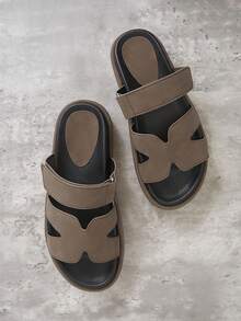 SHUZIA 畅销至今的女士奢华镂空露趾厚底浅褐色拖鞋——一脚蹬、系带设计、舒适百搭