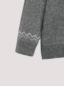 Open Phase 男士圆领北欧风圣诞宽松几何图案男女通用套头针织长袖毛衣，秋冬INS风，日常搭配，男友/老公礼物 - 灰色 - 查看 4