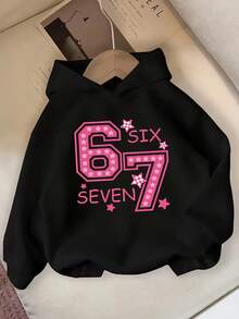 Áo nỉ tay trễ vai in chữ dành cho bé gái tuổi teen - màu đen - Xem 1