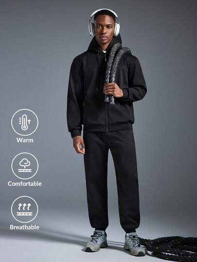 Driftmere 2 件冬季休闲加绒加厚防风保暖男士服装秋季衣服