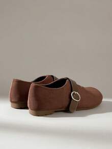 Solecia 女士休闲百搭通勤搭扣平底鞋 - 咖啡棕 - 查看 4