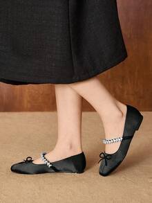 MOTF RHINESTONE DETAIL BOW DECOR FLATS FOR CHRISTMAS - Black - View 2