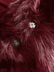 Auralis Áo khoác ngắn dáng rộng cổ bẻ phong cách Y2K cỡ lớn, áo khoác lông dài tay mùa thu đông/áo mặc nhà và ngoài trời, áo khoác lông giả kiểu paparazzi, áo khoác đỏ cho nữ, màu đỏ cho đêm giao thừa. - Màu Đỏ Sâu - Xem 10