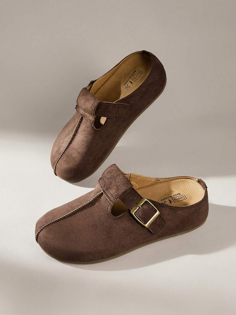 Solecia 女士休闲百搭通勤搭扣平底鞋 - 咖啡棕 - 查看 1