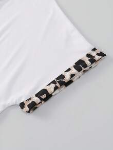 Women's Leopard Print Heart Pattern V-Neck T-Shirt - Multicolor - View 6