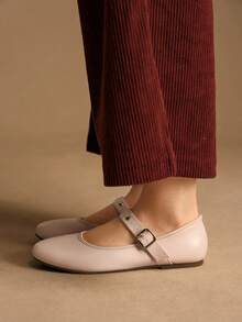 Rosivie 女士搭扣设计休闲通勤百搭平底时尚乐福鞋 - 粉色 - 查看 3