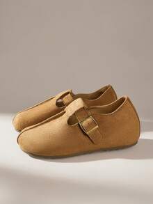 Solecia Women's Casual Versatile Commute Simple Buckle Flats - Brown - View 2