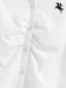 1-Piece Teen Girls Simple Elegant White Long-Sleeve Shirt With Winter-Ready Soft Fabric, School-Friendly Versatility, Commute Ease And Multi-Scene Matching