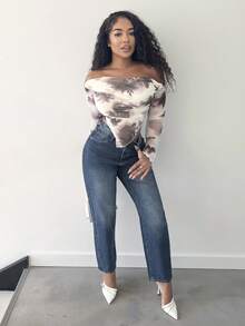 Alexandranx 女士不对称下摆扎染长袖 T 恤 - 彩色 - 查看 3