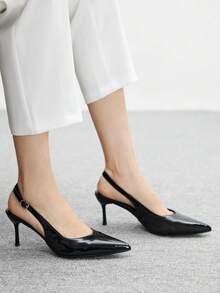 CUCCOO BIZCHIC 女士时尚百搭简约尖头高跟鞋，适合日常通勤和圣诞节穿着 - 黑色 - 查看 4