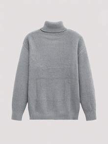 Open Phase 男士毛衣 Old Money 男士高领毛衣 INS 风，日常搭配，男友/老公礼物 - 灰色 - 查看 2