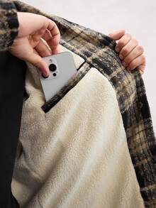 Open Phase 男士时尚休闲格子针织加厚抓绒外套，秋冬INS风，日常搭配，男友/老公礼物 - 黑色 - 查看 6