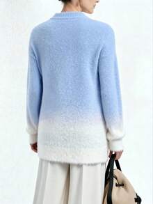 Aalyst Oversize Gradient Sweater,Long Sleeve Tops Knit Pullover Fall Winter Sweater - Baby Blue - View 2
