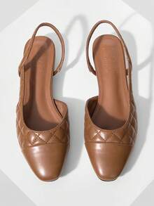 MOTF WOMEN QUILTED SLINGBACKS FLATS VALENTINE'S DAY - Brown - View 1