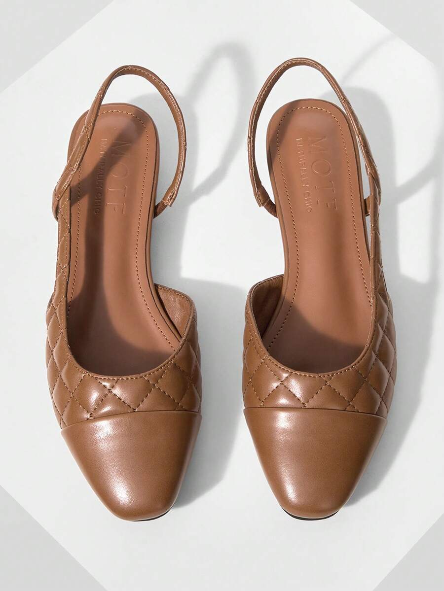 MOTF WOMEN QUILTED SLINGBACKS FLATS VALENTINE'S DAY - Brown - View 1