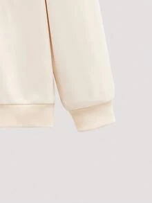 Open Phase 男士休闲印花圆领套头卫衣，街头时尚，春秋季 - 杏色 - 查看 5