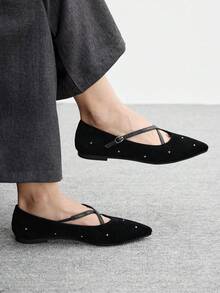 CUCCOO BIZCHIC 女士搭扣设计时尚百搭休闲平底鞋 - 黑色 - 查看 2